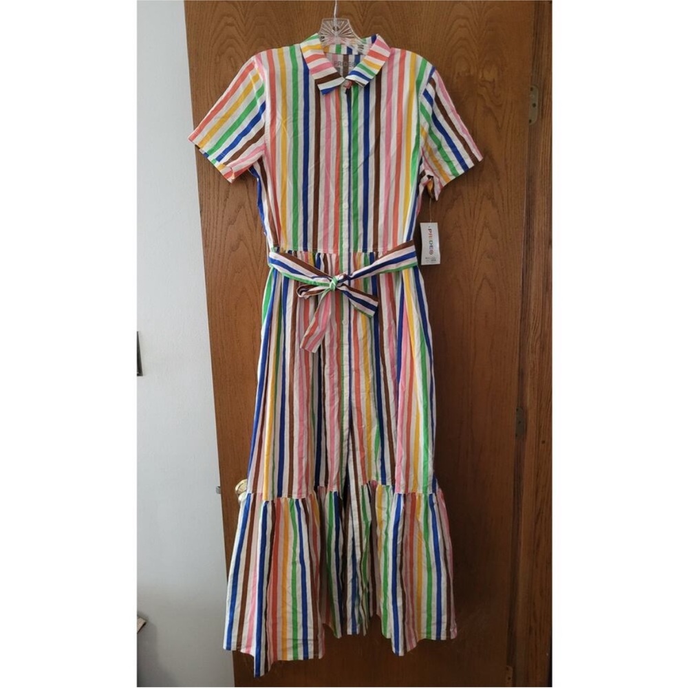 striped rainbow dress